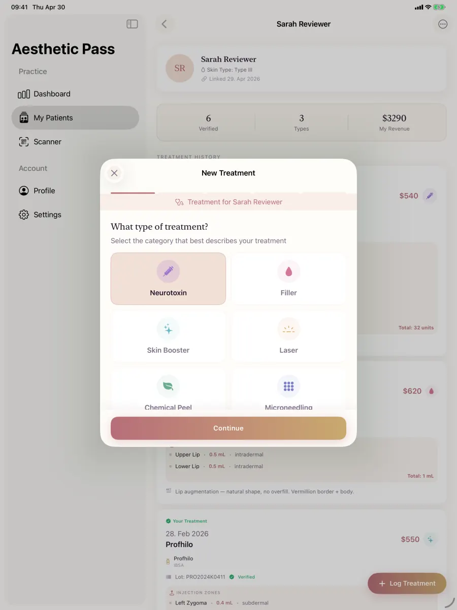 2. Select the treatment type